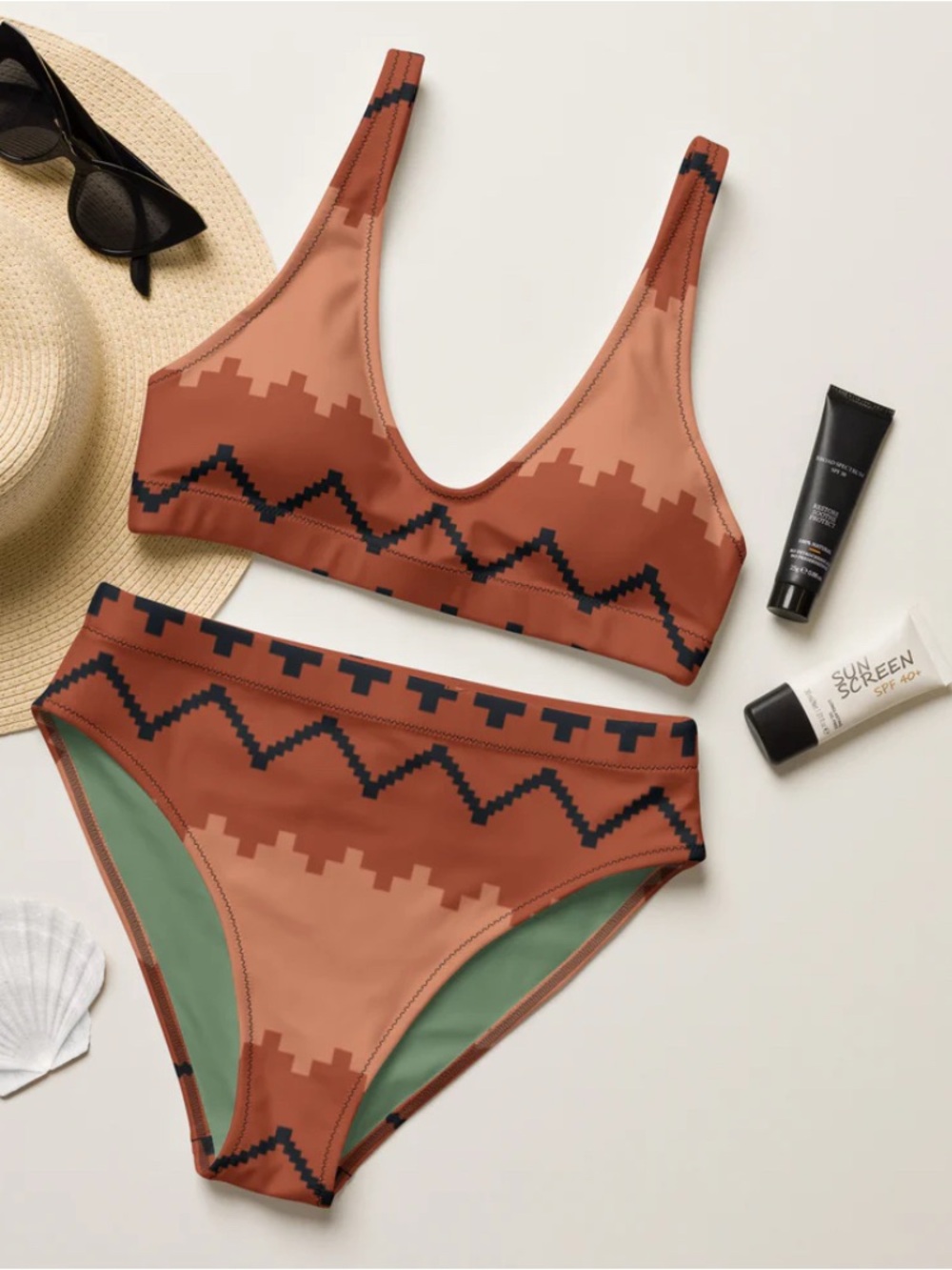 Graphic Gringa Women’s Rust Geo-Print Bikini Set